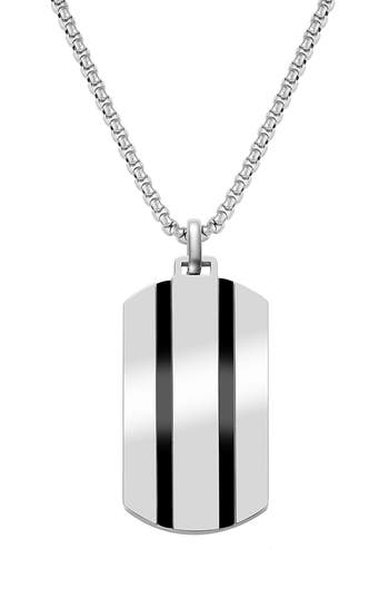 Van Heusen Stripe Dog Tag Pendant Necklace In Silver