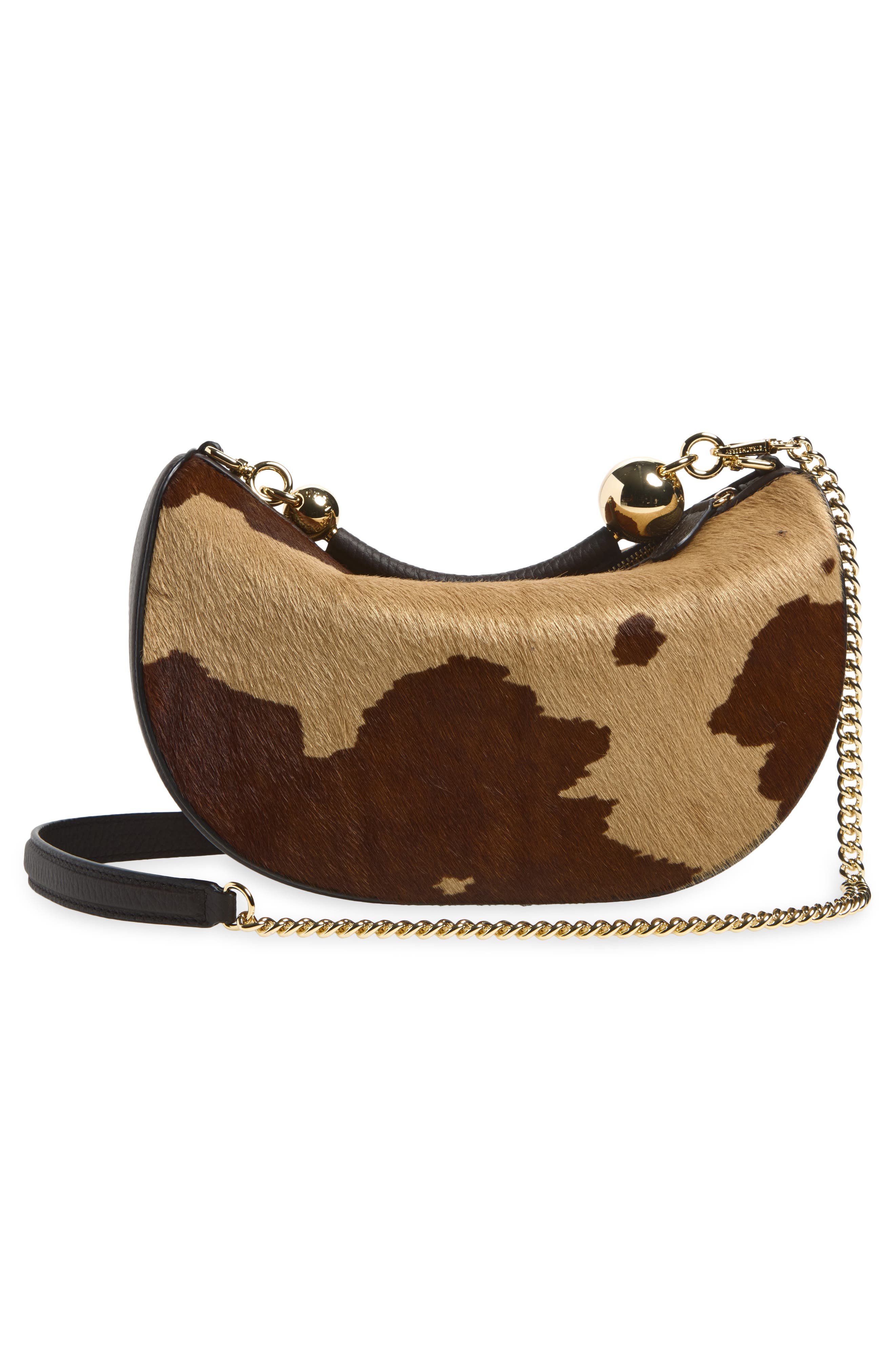 Mini Crescent Moon Genuine Calf Hair Shoulder Bag, Alternate, color, PRINTED SPOT