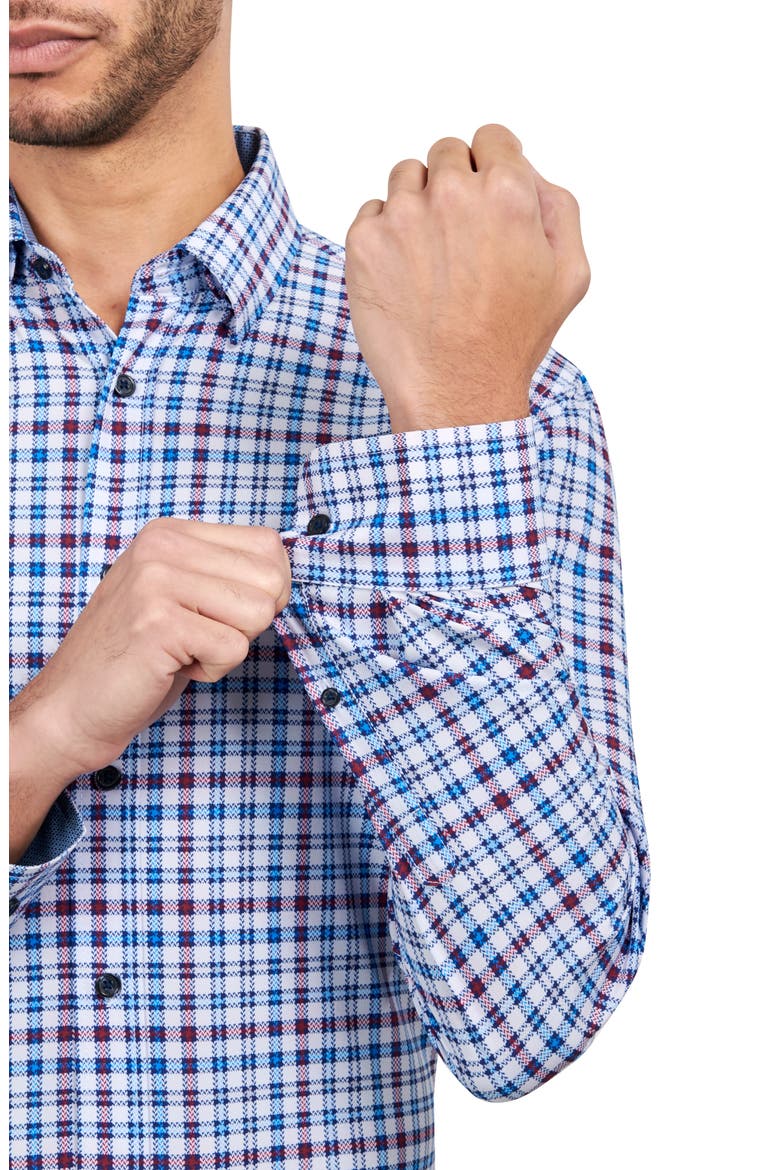 Check Performance Dress Shirt, Alternate, color, BLUE/ RED