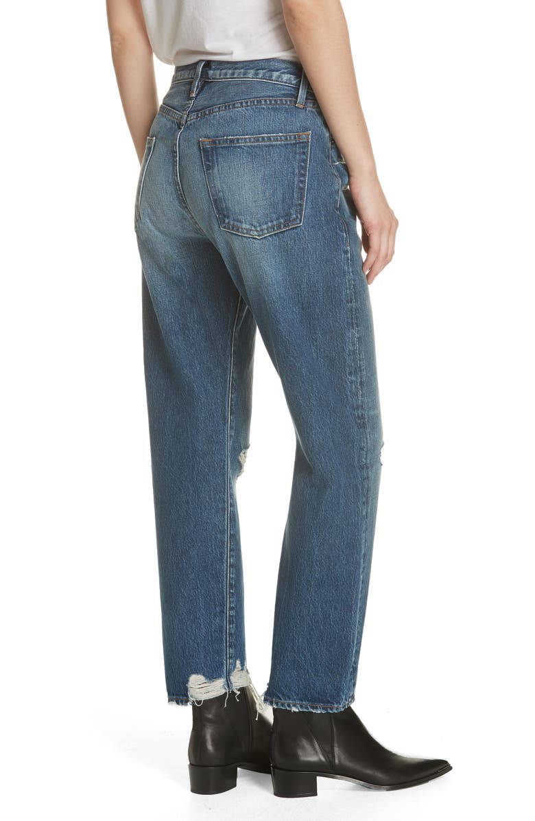 FRAME Le Original Ripped High Waist Crop Jeans, Alternate, color, 