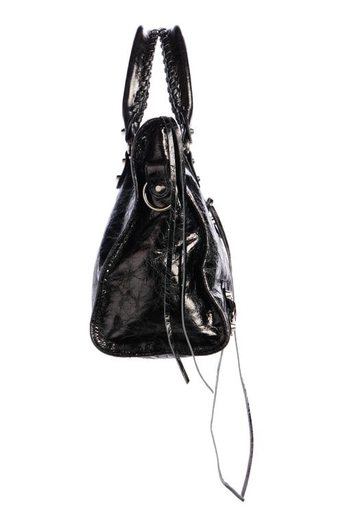 Balenciaga Le City Medium Crinkled Leather Top-handle Bag In 1251 Volcanic Rock
