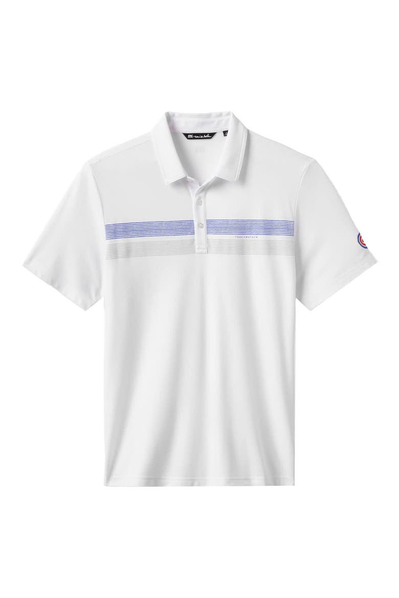 Men's TravisMathew White Chicago Cubs Top Recruit Tri-Blend Polo, Alternate, color, White