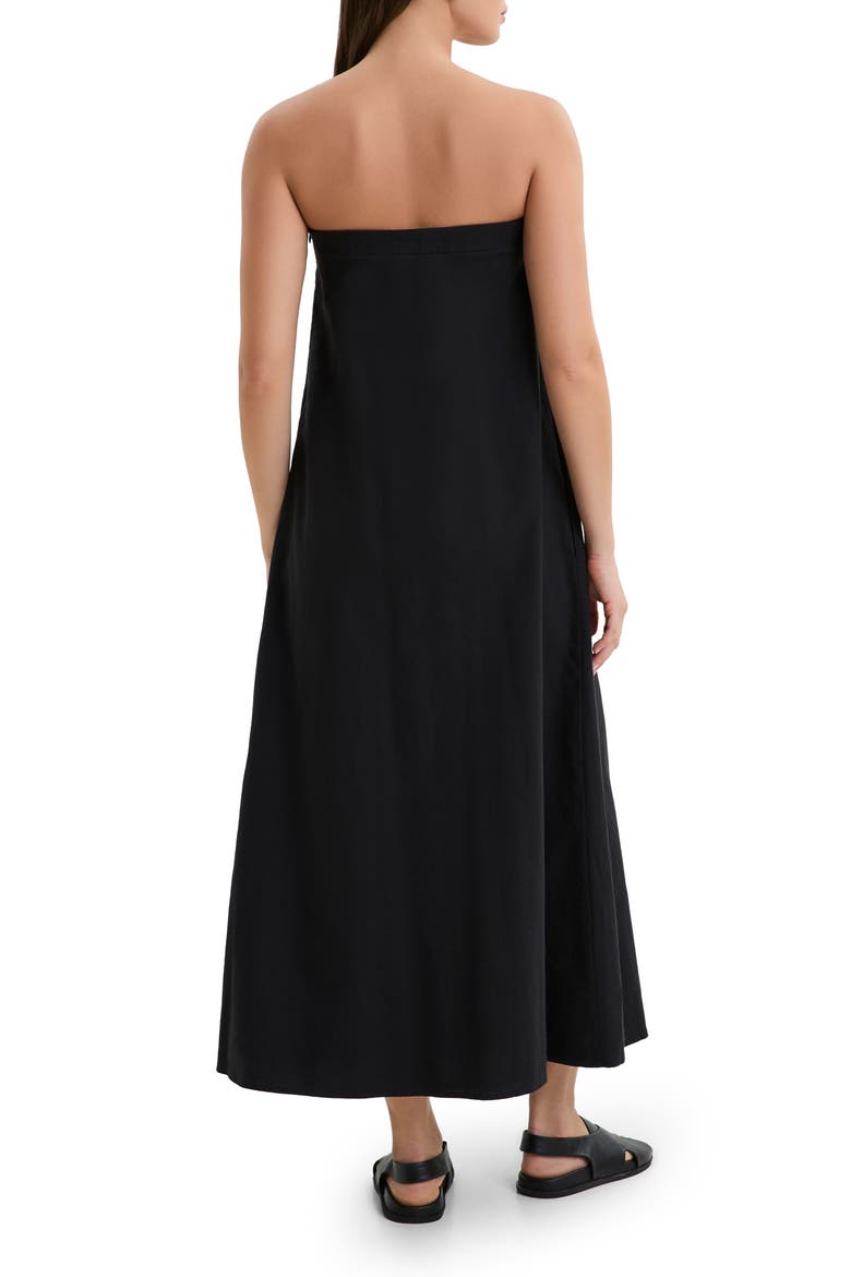 Aine Cotton & Linen Voile Dress, Alternate, color, BLACK