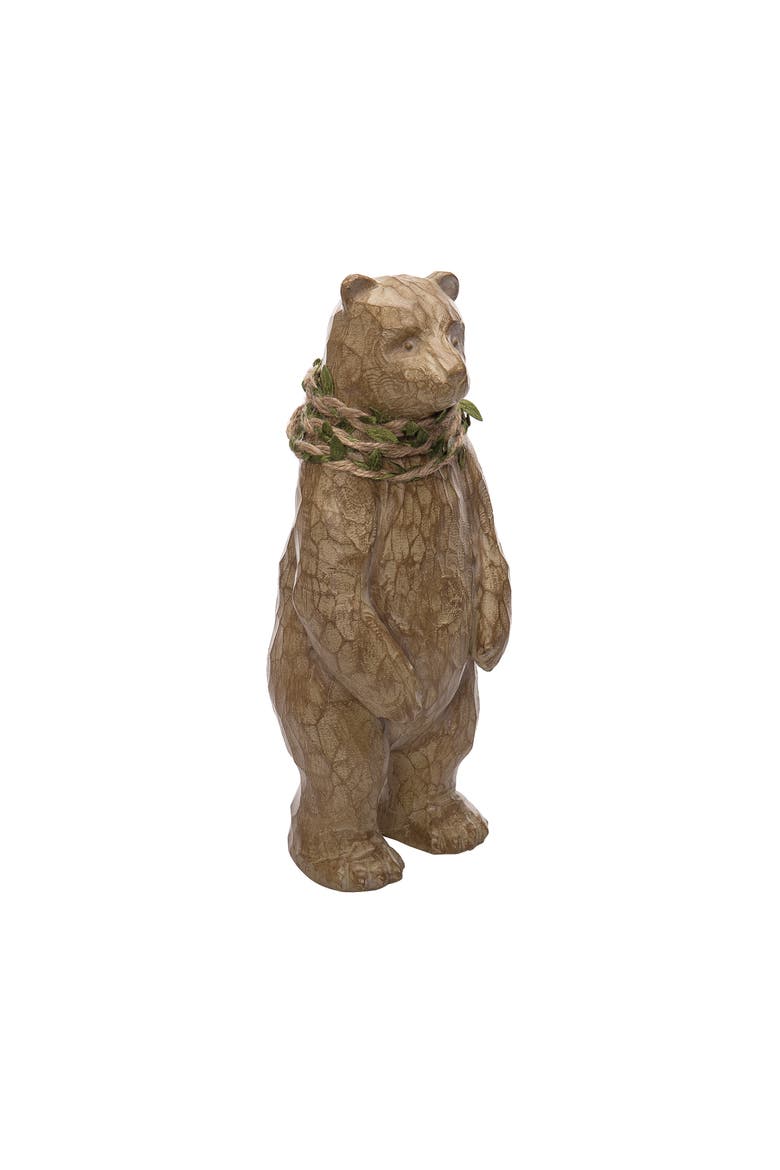 Brown Christmas Carved Bear Figurine for Holiday Decor, Alternate, color, Brown