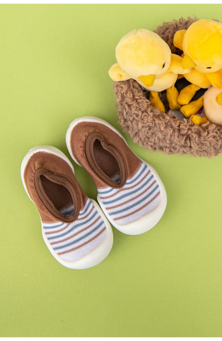 Komuello Toddler Sock Shoes Flat - Brown Stripe, Alternate, color, Brown Stripe