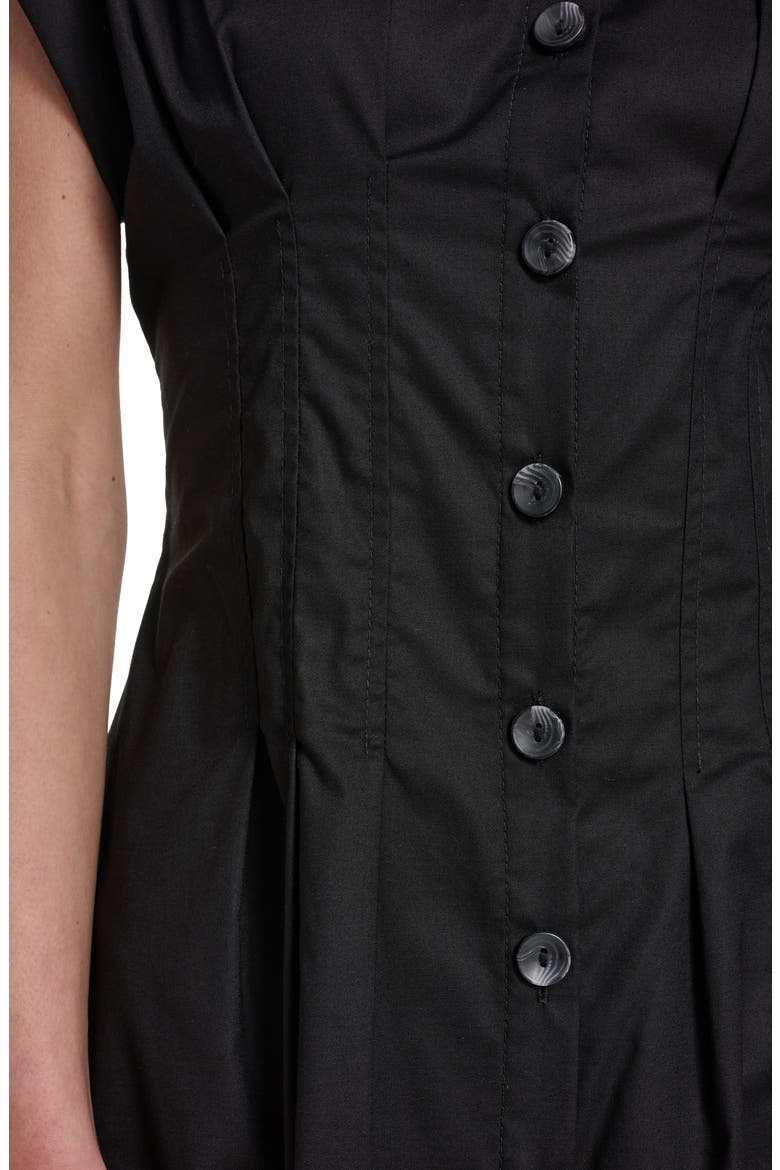 Pintuck Fit and Flare Shirtdress, Alternate, color, BLACK