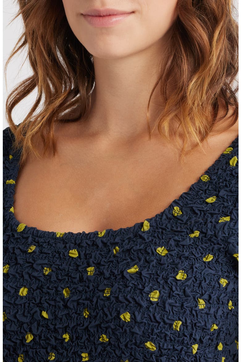 Malinda Polka Dot Super Smocked Organic Cotton Dress, Alternate, color, NAVY