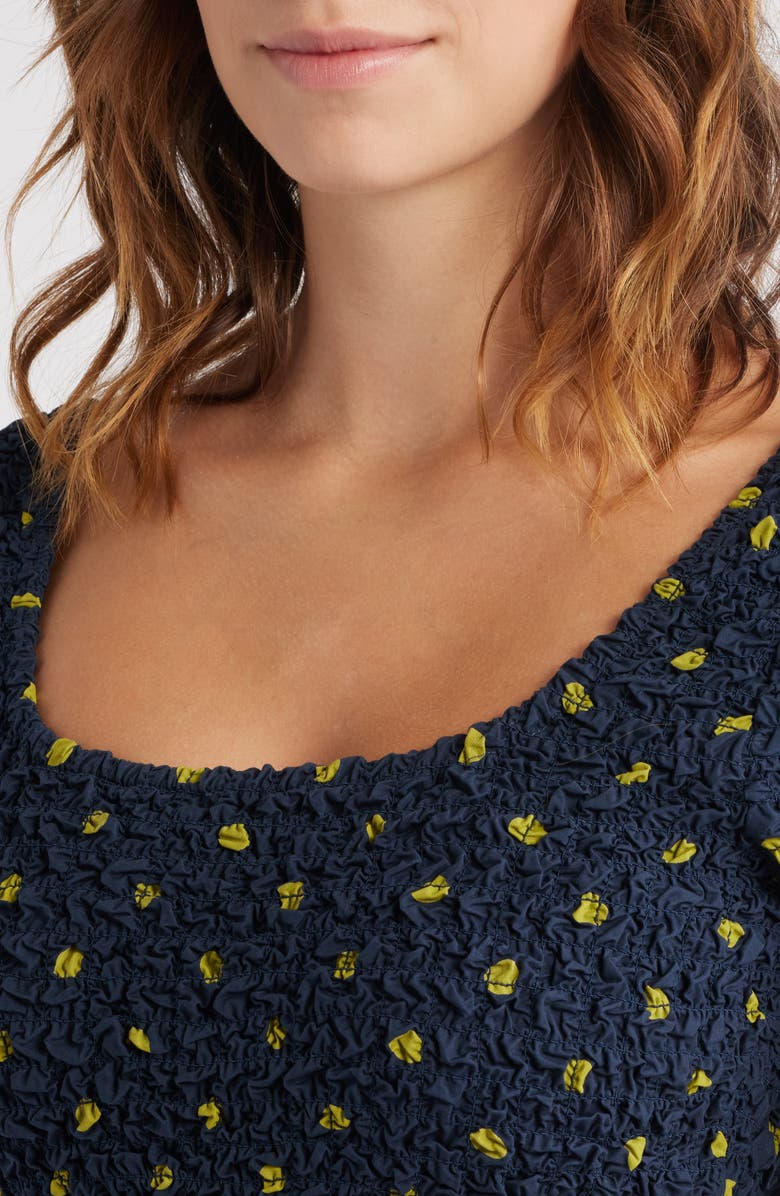 Damson Madder Malinda Polka Dot Super Smocked Organic Cotton Dress, Alternate, color, Navy