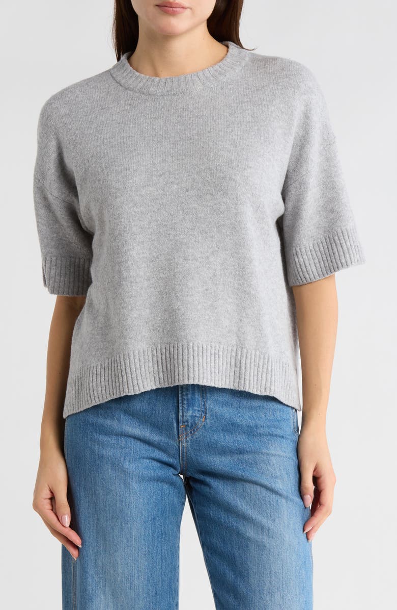 Caslon<sup>®</sup> Drop Shoulder T-Shirt Sweater, Main, color, Grey Heather