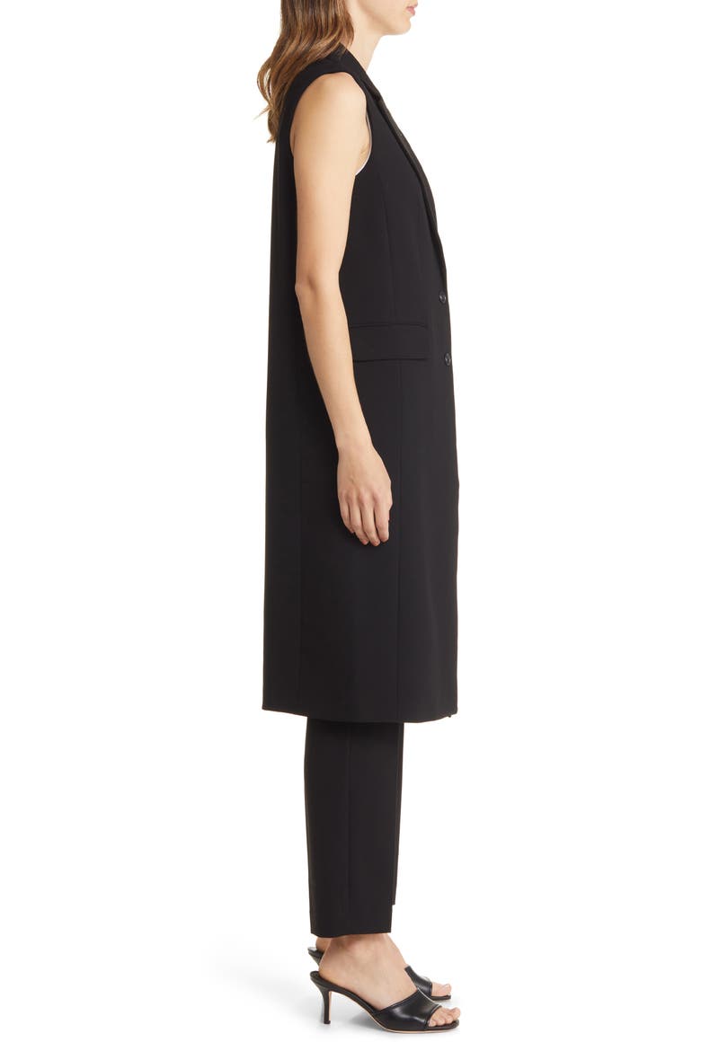 Two-Button Longline Vest, Alternate, color, BLACK