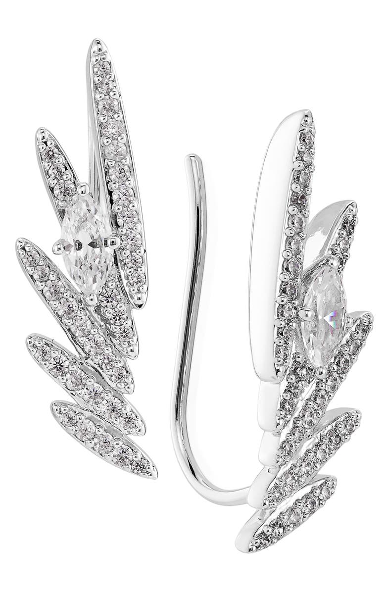 Nadri Leah Pavé Wing Ear Crawlers, Main, color, 