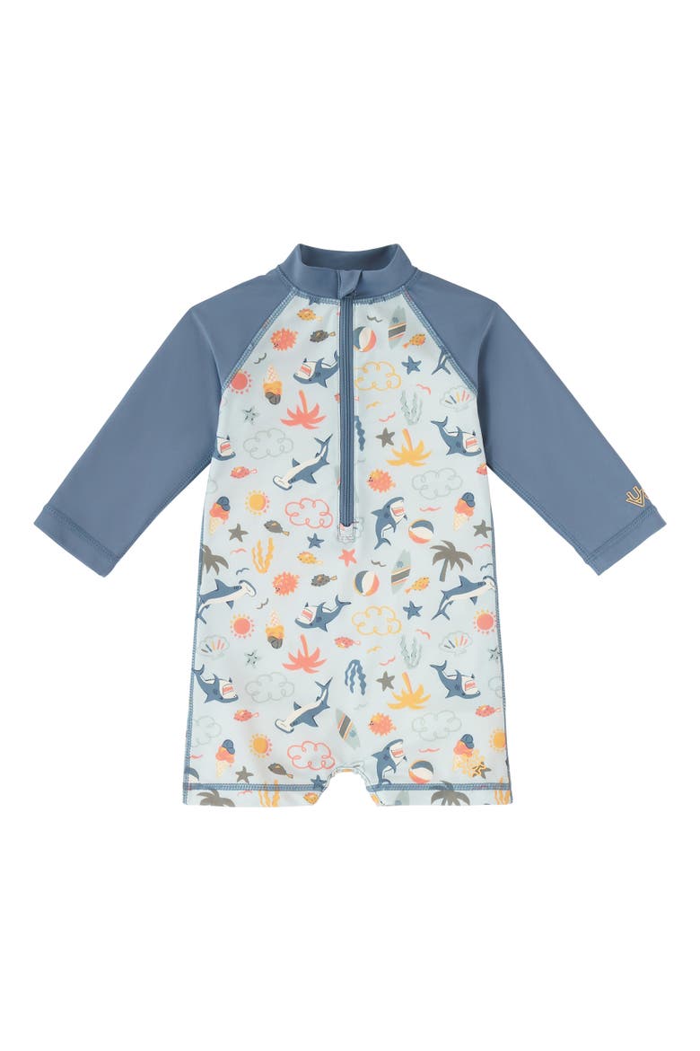 Long Sleeve Swim Romper, Main, color, Sharks Cove