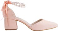 Forever & Always Shoes Miranda Low Block Heels with Pearls
