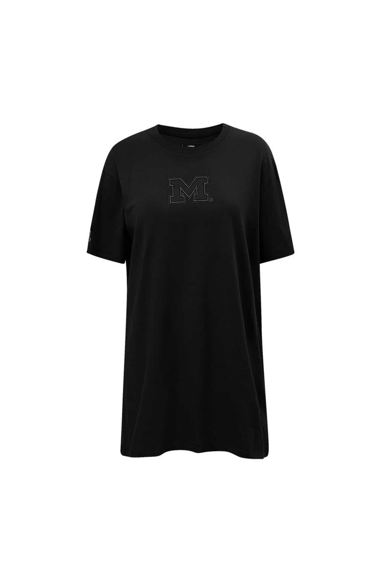 Women's Pro Standard Black Michigan Wolverines Tonal Neutral Mini T-Shirt Dress, Alternate, color, Black