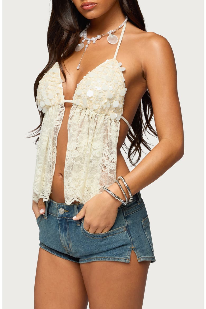Paillette Open Back Camisole, Alternate, color, CREAM
