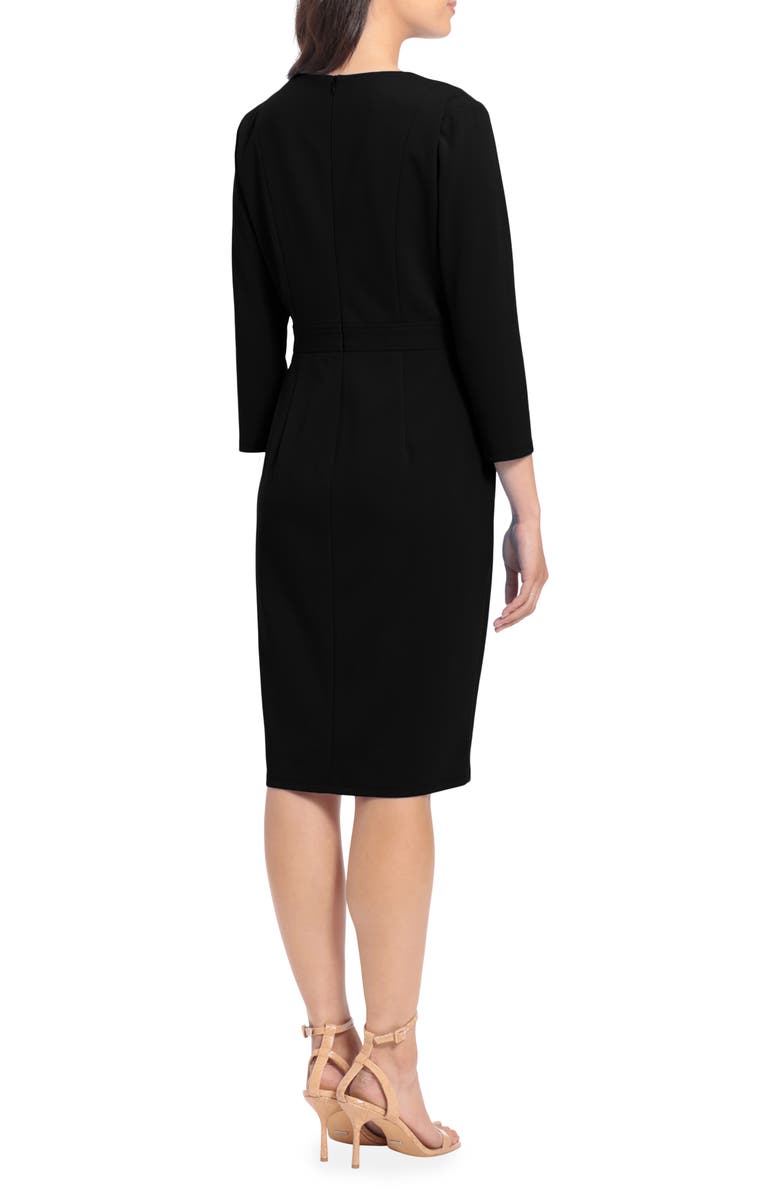 London Times Button Waist 3/4 Sleeve Sheath Dress, Alternate, color, 