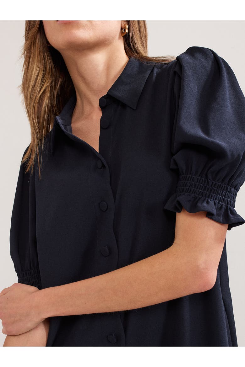 Candice Scallop Detail Shirt Dress, Alternate, color, Navy