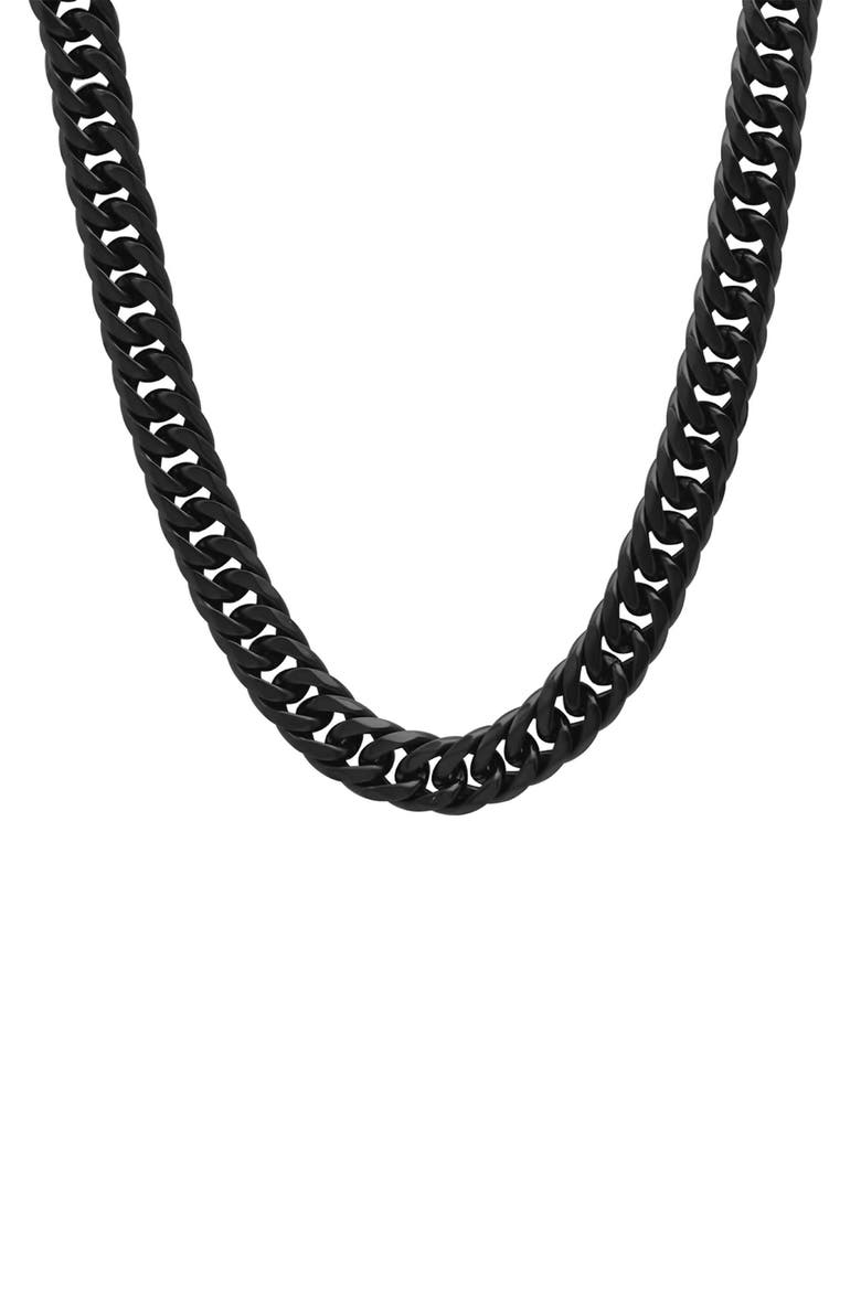 Men's Black Ion Plated Stainless Steel Curb Chain Necklace, Main, color, BLACK