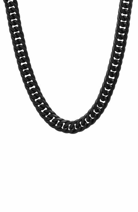 Men's Black Ion Plated Stainless Steel Curb Chain Necklace