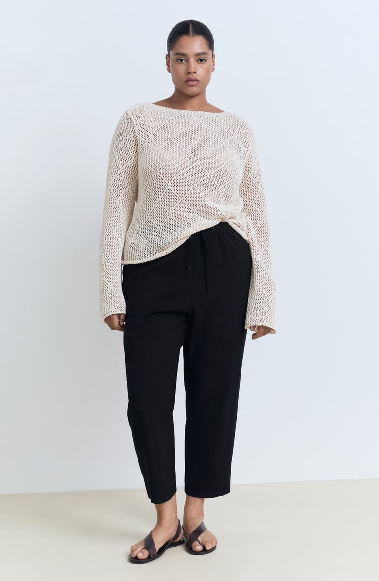 MANGO Flowy Drawstring Pants, Alternate, color, Black