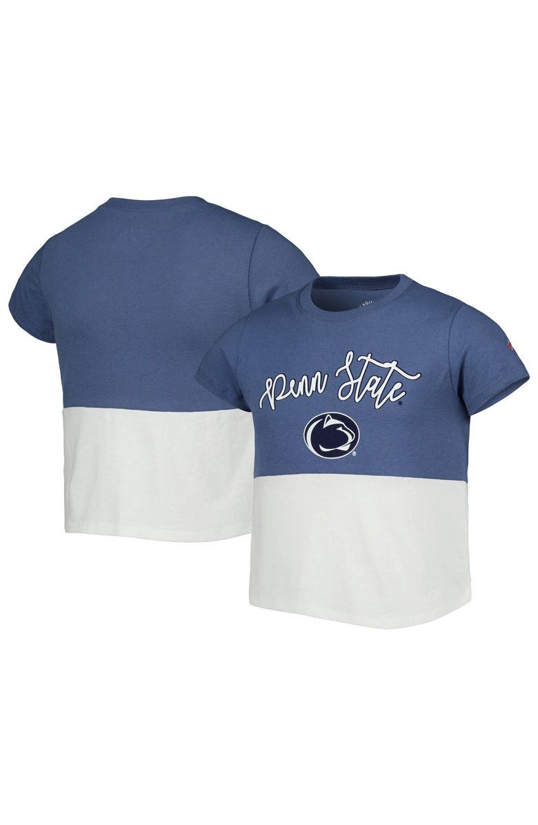 LEAGUE COLLEGIATE WEAR Girls Youth League Collegiate Wear Navy/White Penn State Nittany Lions Colorblocked T-Shirt, Main, color, 