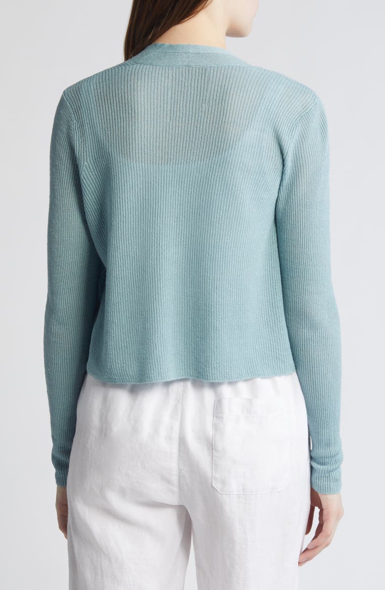 Eileen Fisher Ribbed Organic Linen & Cotton Cardigan, Alternate, color, Seafoam