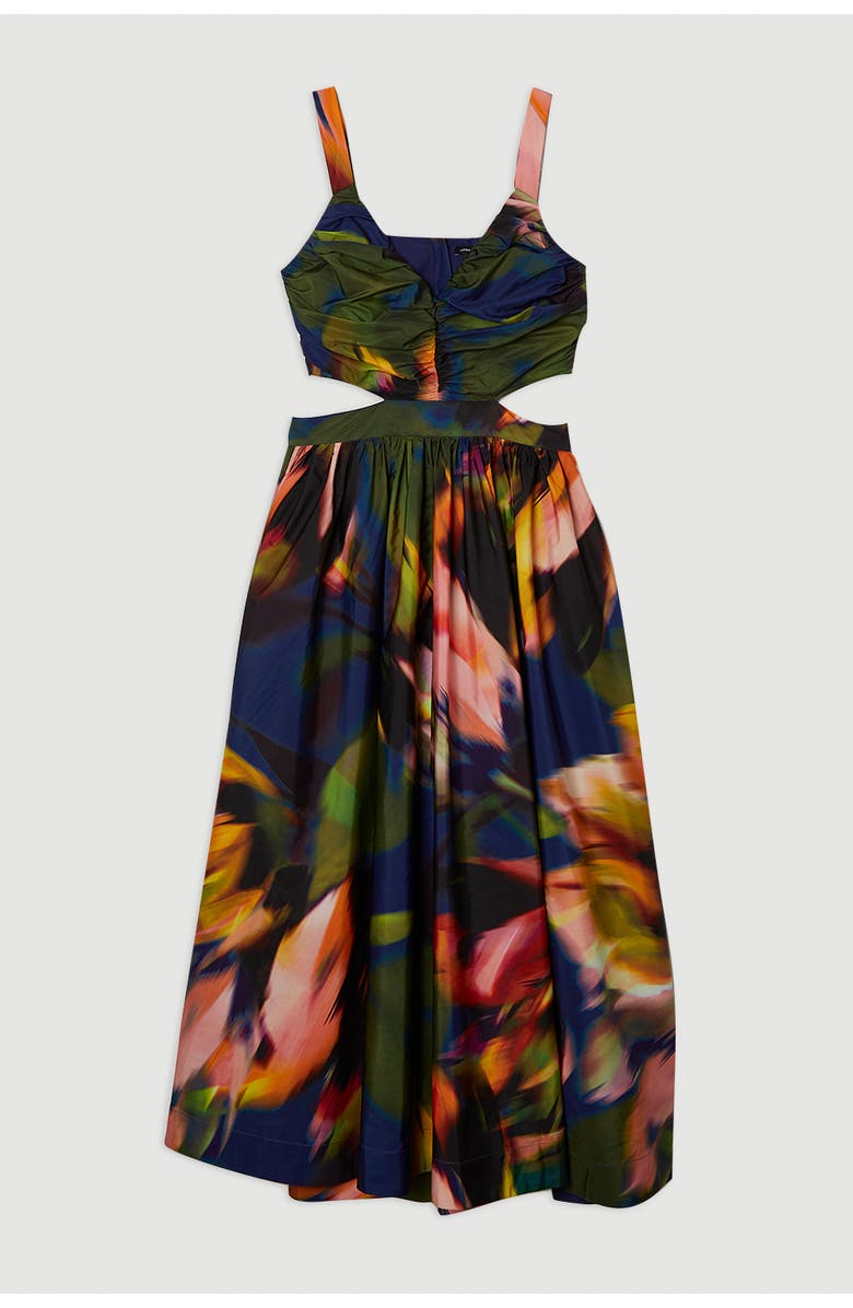 Karen Millen Blurred Floral Taffeta Maxi Dress, Alternate, color, Multi