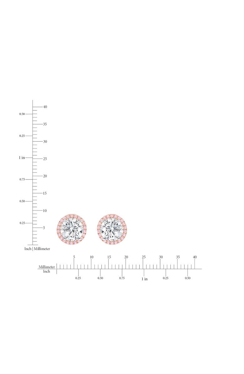 Crislu Brilliant Cut Pink Cubic Zirconia Halo Stud Earrings, Alternate, color, Pure Platinum/ Clear Stone