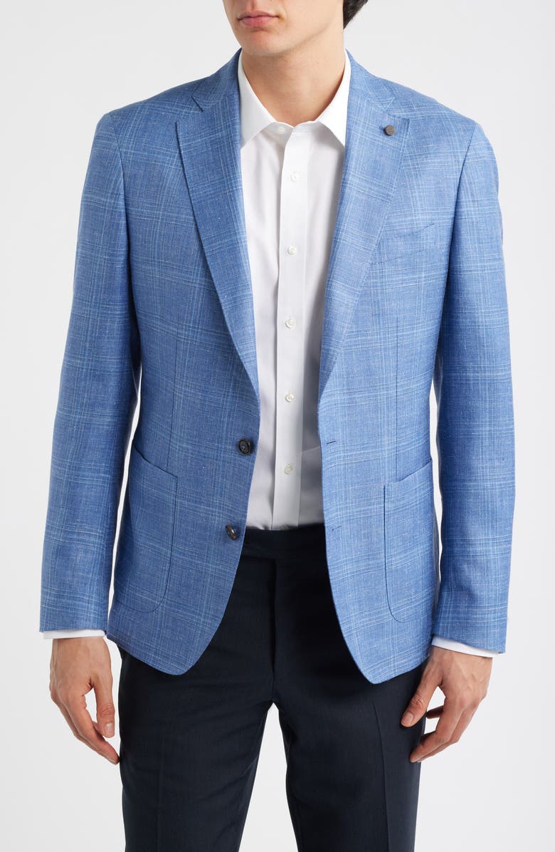 Peter Millar Crown Crafted Reynolds Plaid Sport Coat, Main, color, Dusk Blue