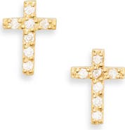 Bony Levy 18K Yellow Gold Petite Diamond Cross Stud Earrings - 0.05 ctw
