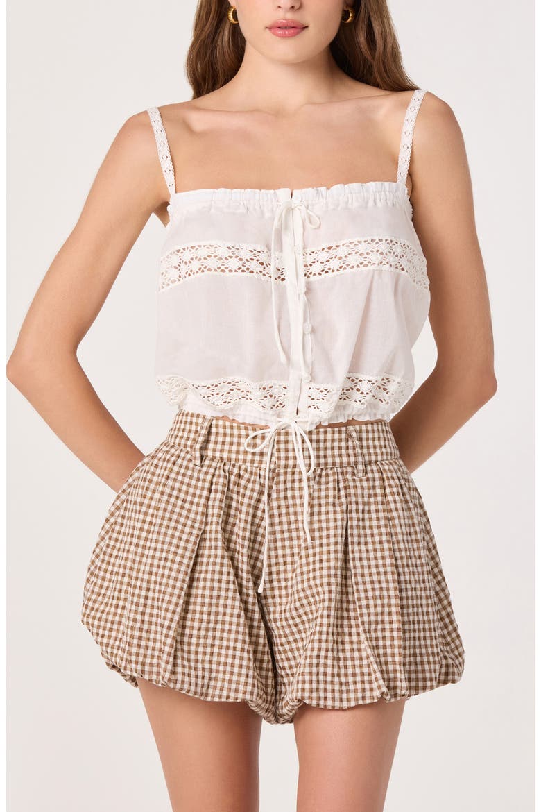 Margeen Cotton Gingham Bubble Shorts, Alternate, color, BROWN GINGHAM