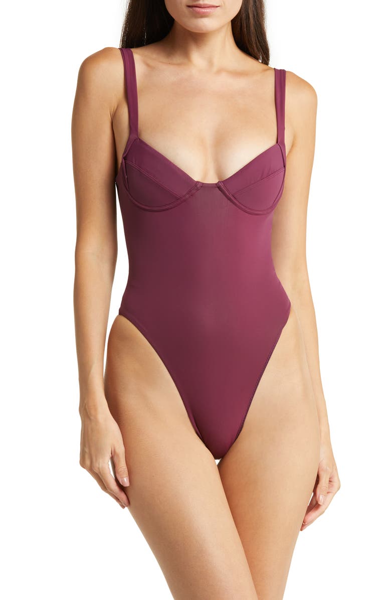 HOUSE OF CB Barcelona Underwire One-Piece Swimsuit, Main, color,