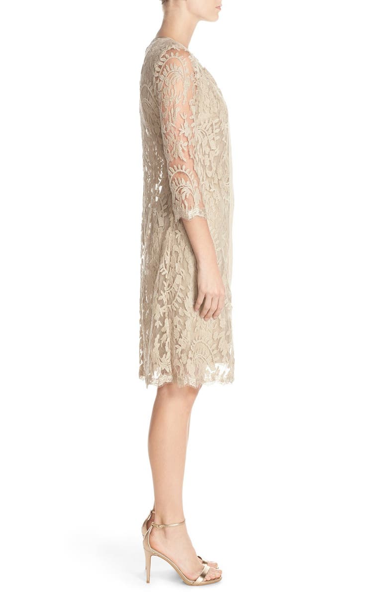 Adrianna Papell Embroidered Lace Illusion Yoke Sheath Dress & Topper, Alternate, color,