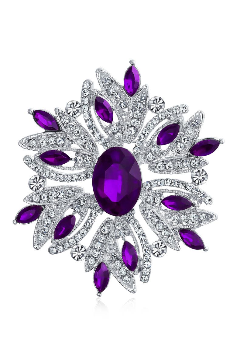 Rhodium Plated Large Statement Vintage Style Pin, Main, color, PURPLE