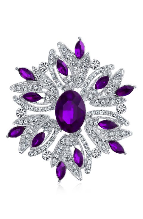 Rhodium Plated Large Statement Vintage Style Pin