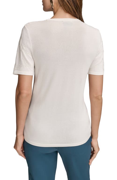 Donna Karan New York Sequin Embellished Short Sleeve Sweater