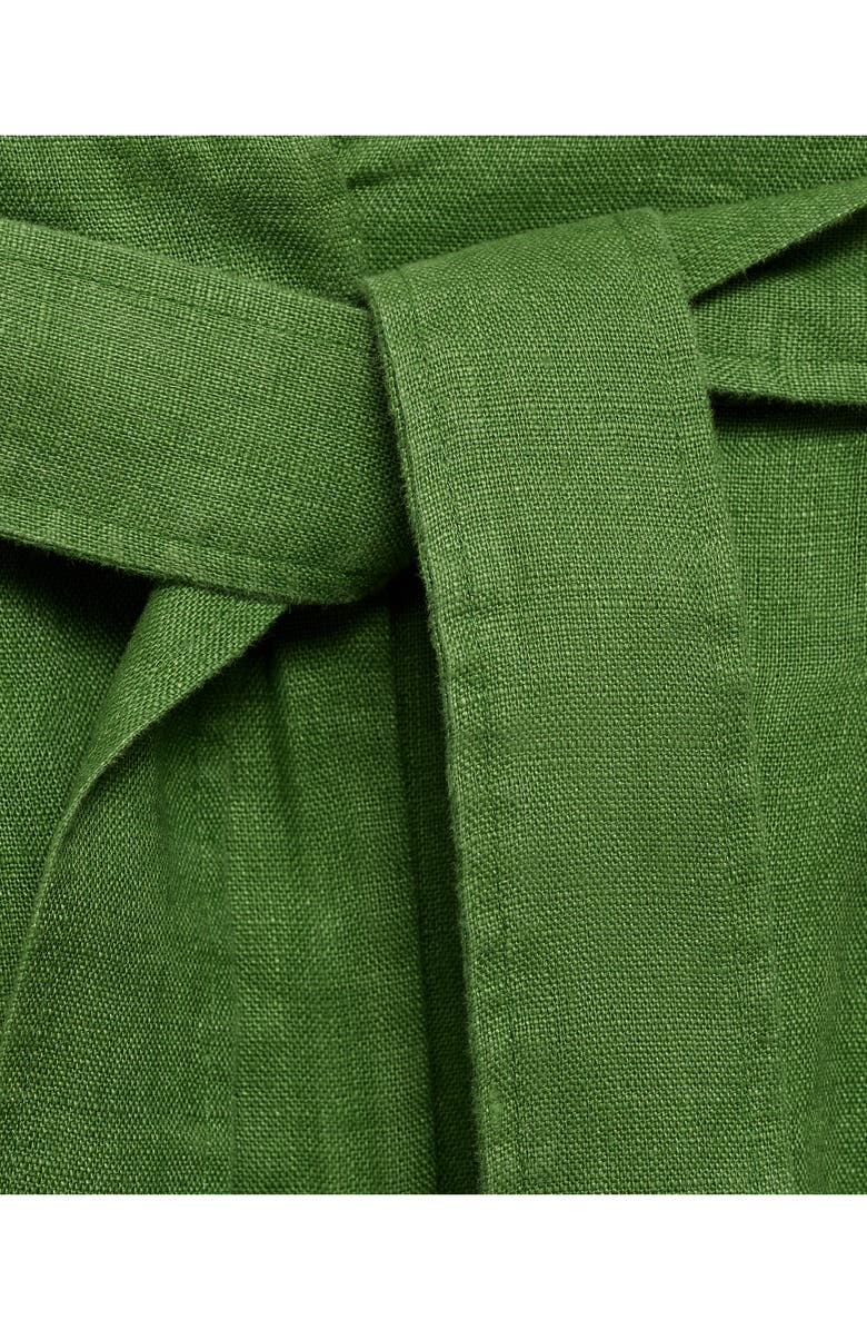 MANGO Belted Linen Shorts, Alternate, color, Green