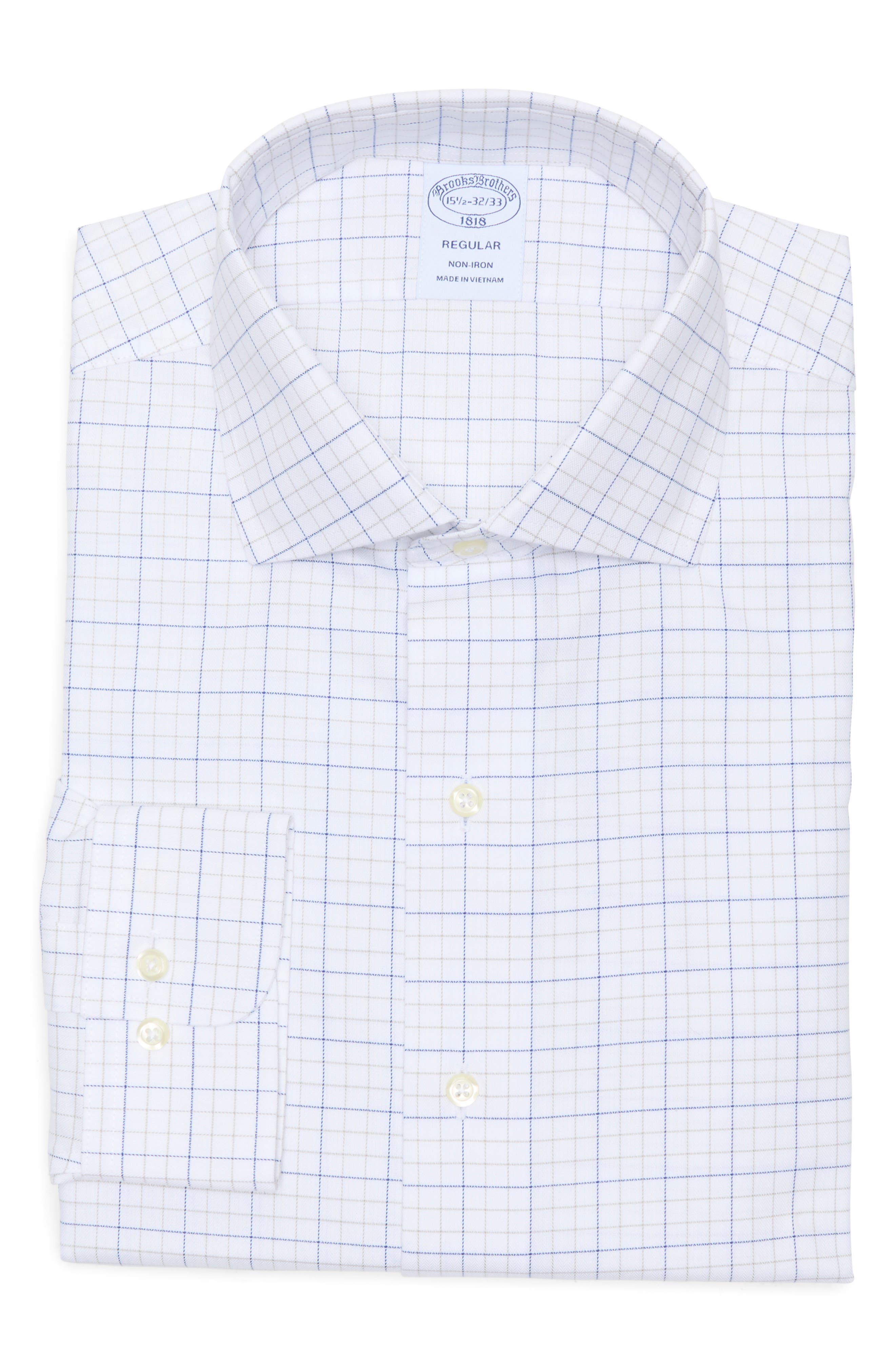 Brooks Brothers Grid Print Non-Iron Regular Fit Dress Shirt
