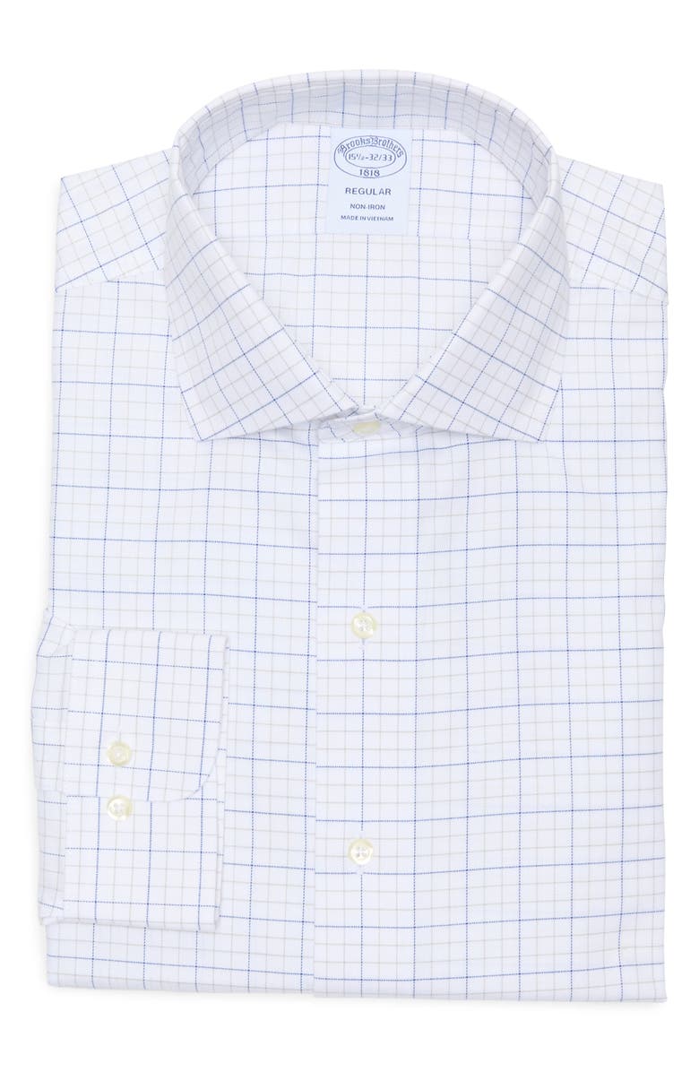 Brooks Brothers Grid Print Non-Iron Regular Fit Dress Shirt, Main, color,