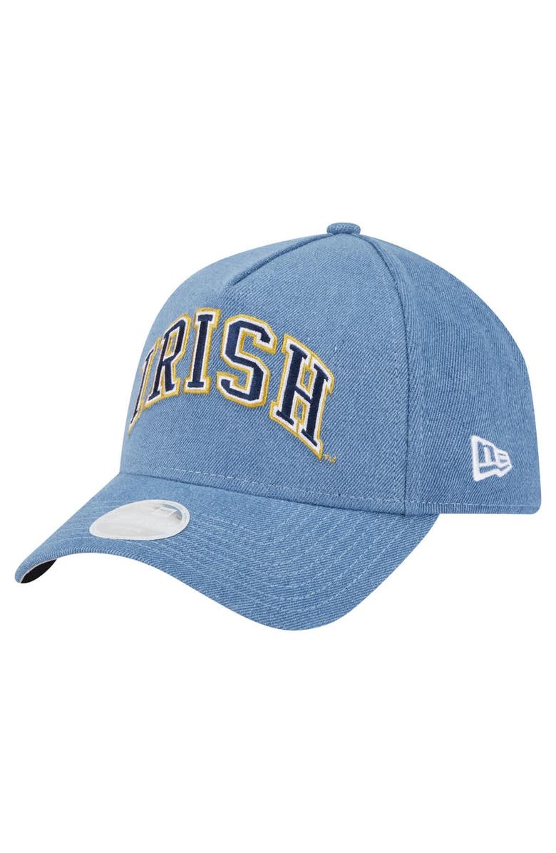 New Era Women's New Era Denim Notre Dame Fighting Irish A-Frame 9FORTY Adjustable Hat, Main, color, 