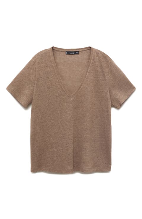 V-Neck Linen T-Shirt