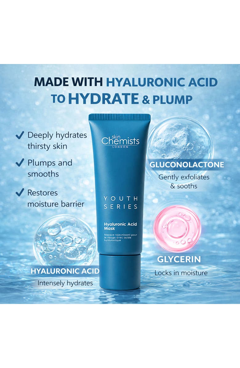 SKINCHEMISTS Anti-Ageing Hyaluronic Acid Mask 50ml for Dryness, Fine Lines & Wrinkles, Alternate, color, White