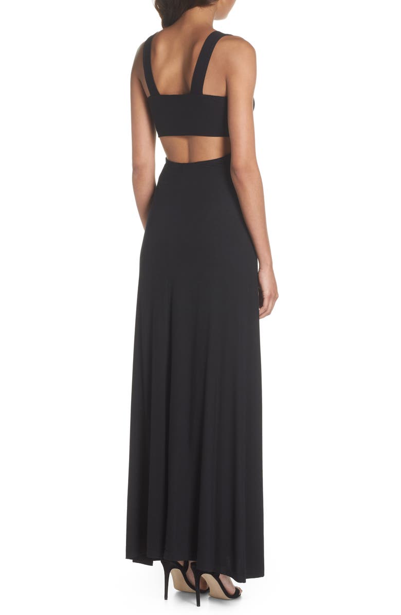 Fraiche by J Open Back Maxi Dress, Alternate, color, Black