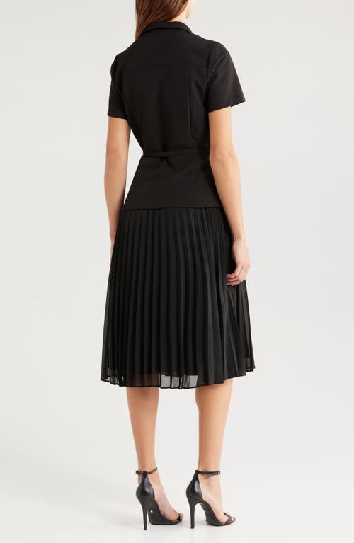 Julia Jordan Mixed Media Midi Dress In Black