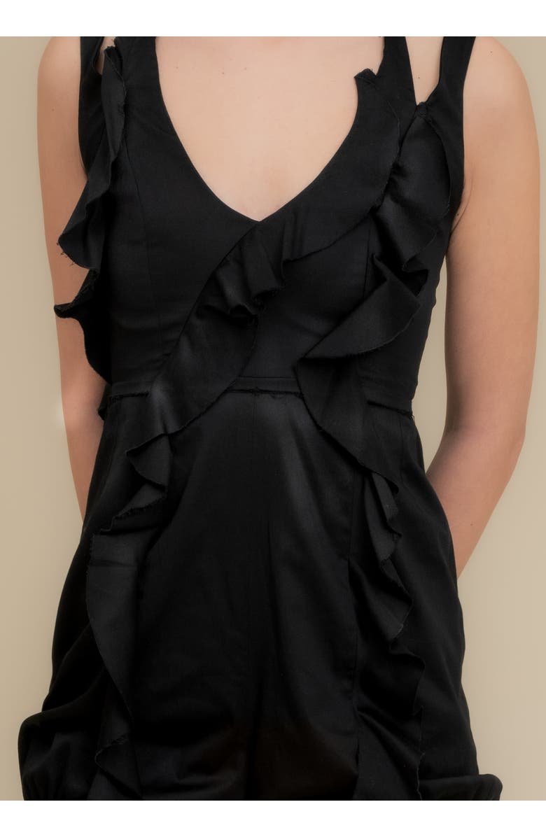 Contessa Mills Holland Adjustable Stretch Cotton Romper, Alternate, color, Black