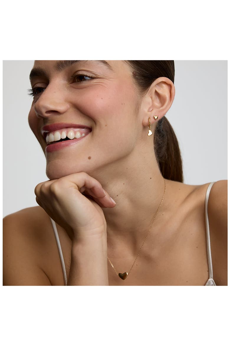 Bubble Heart Huggie Hoop Drop Earrings, Alternate, color, GOLD