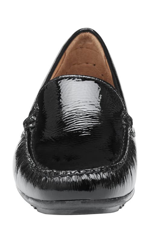 Johnston & Murphy Melanie Venetian Loafer In Black Crinkled Patent Leather