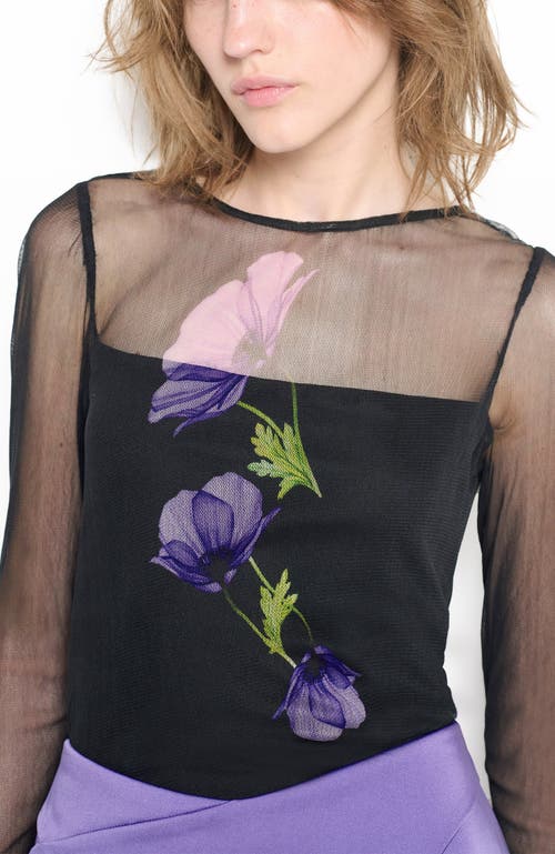 As By Df Christa Floral Long-sleeve Top In Black