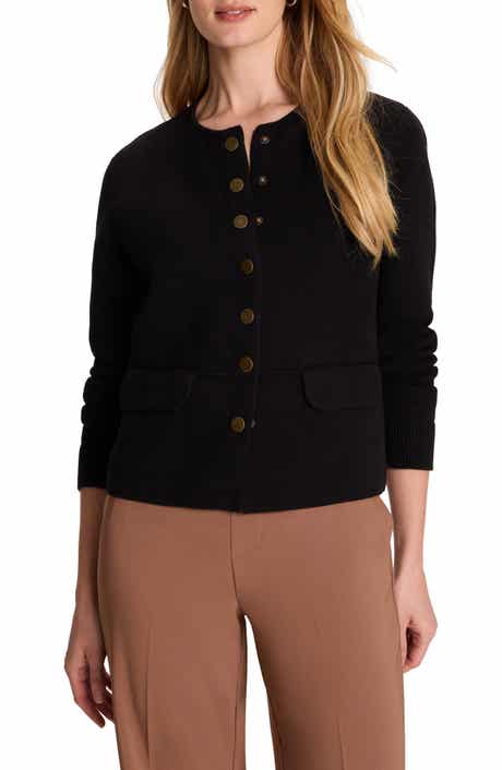 Collarless Knit Jacket