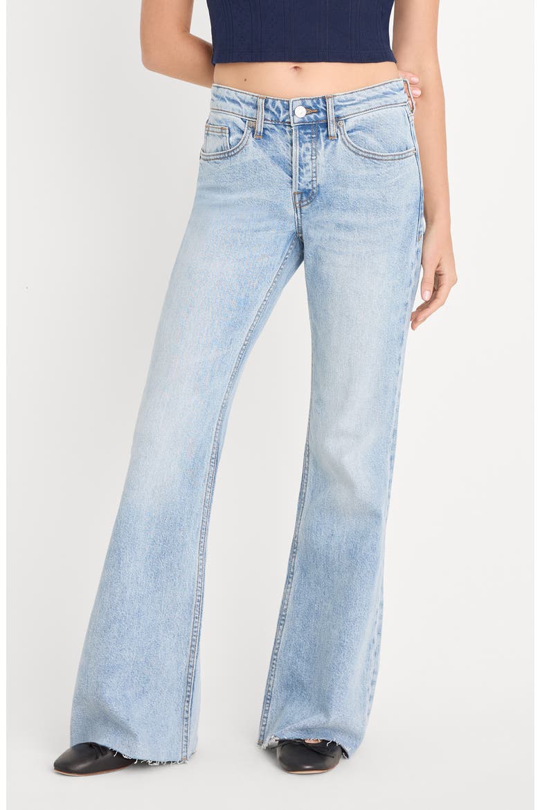 Raw Hem Low Rise Relaxed Flare Jeans, Alternate, color, INDIGO1288